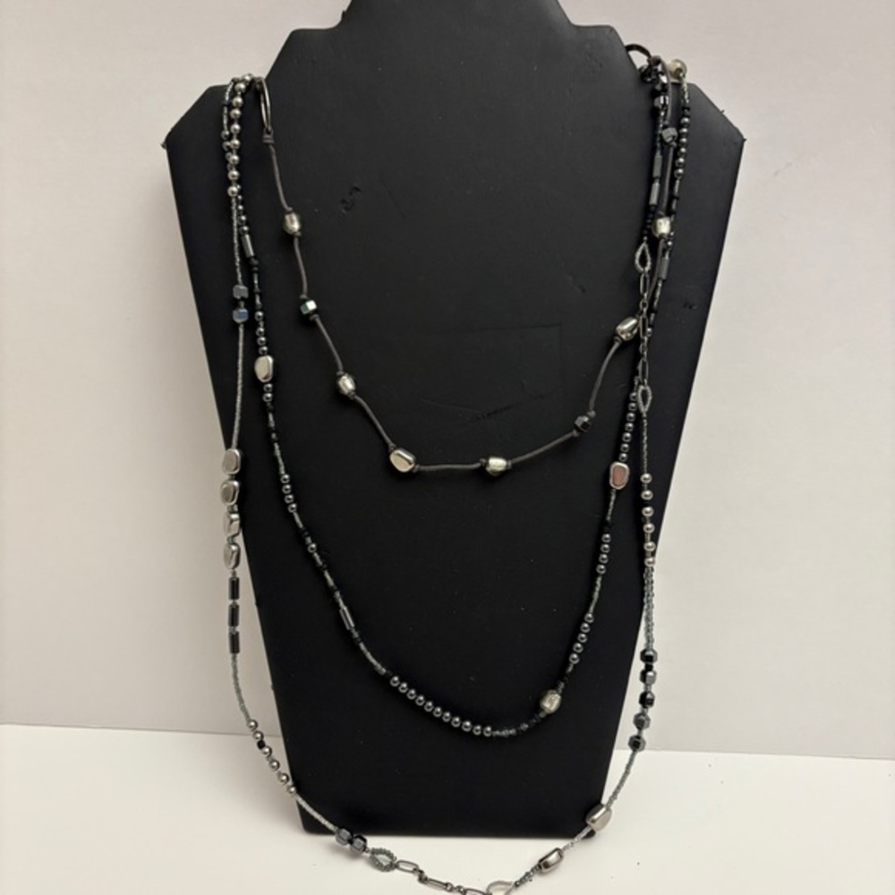 Silpada Sterling Silver and Hematite Three Strand Necklace. N2097 Retired.